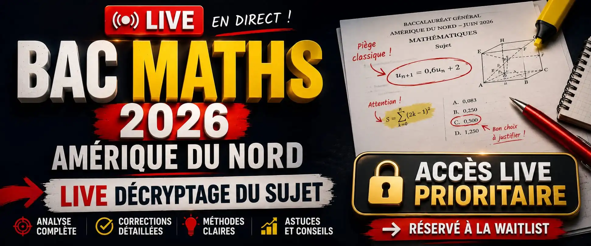 préparer le bac de maths 2026 avec le sujet amérique du nord